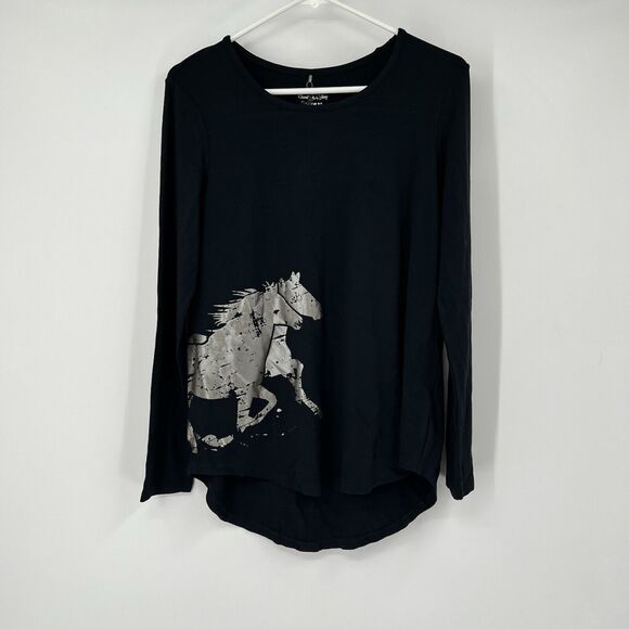 NWT Chestnut Bay Spirit Tee M Black Night Free Run Metallic Horse Equestrian - Picture 1 of 12